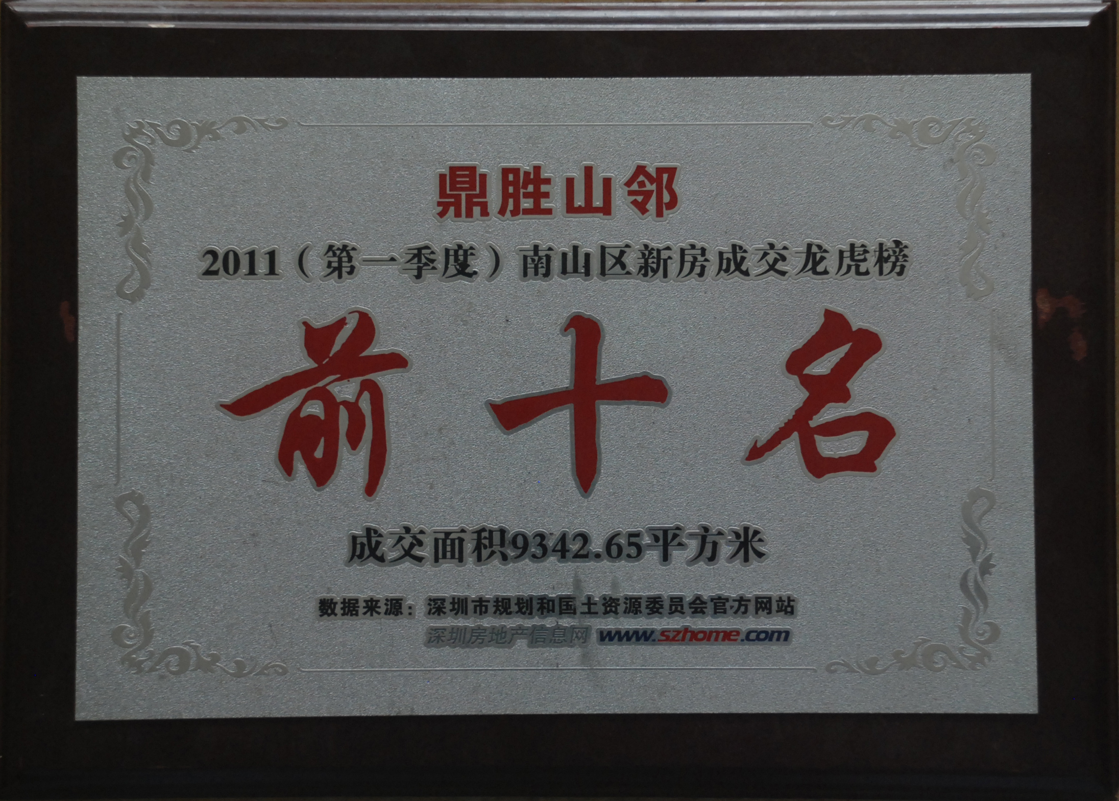 2011（第一季度）南山区新房成交龙虎榜前十名